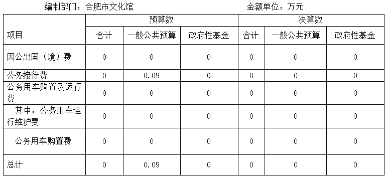 2020年合肥市文化館 “三公”經(jīng)費決算公開